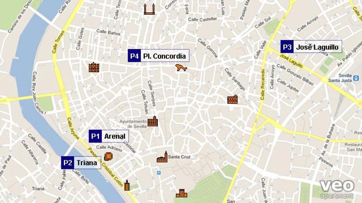 mapa de Sevilla aparcamiento