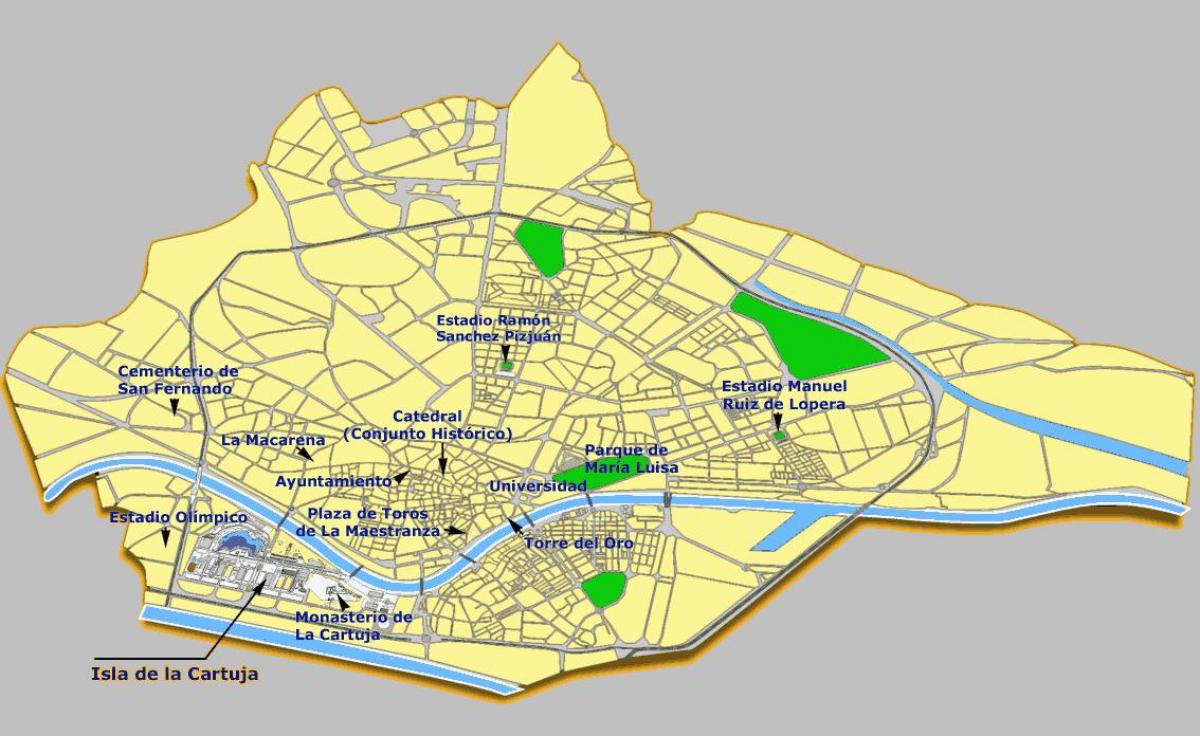 Sevilla, españa atracciones mapa