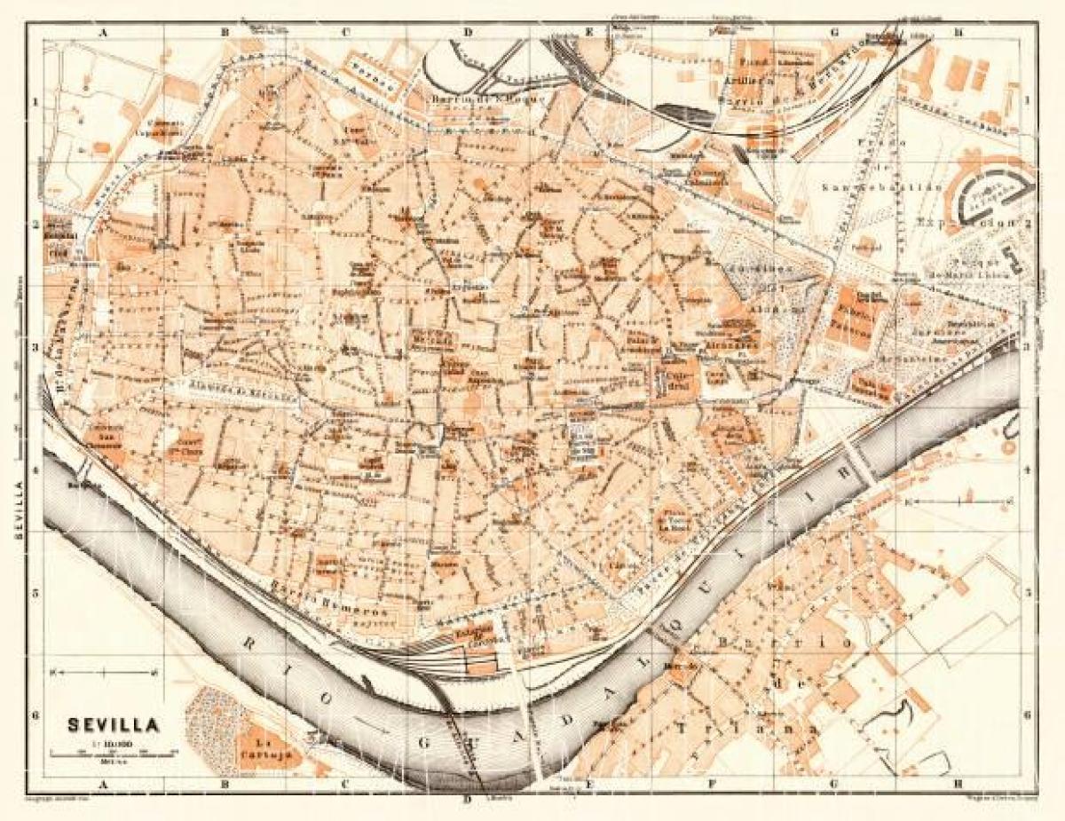 mapa de la antigua ciudad de Sevilla españa