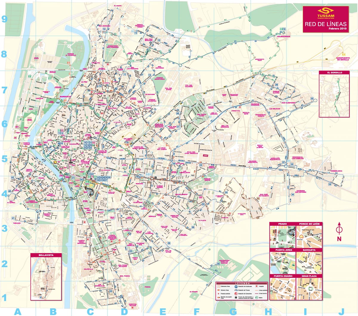 Sevilla aeropuerto autobús mapa
