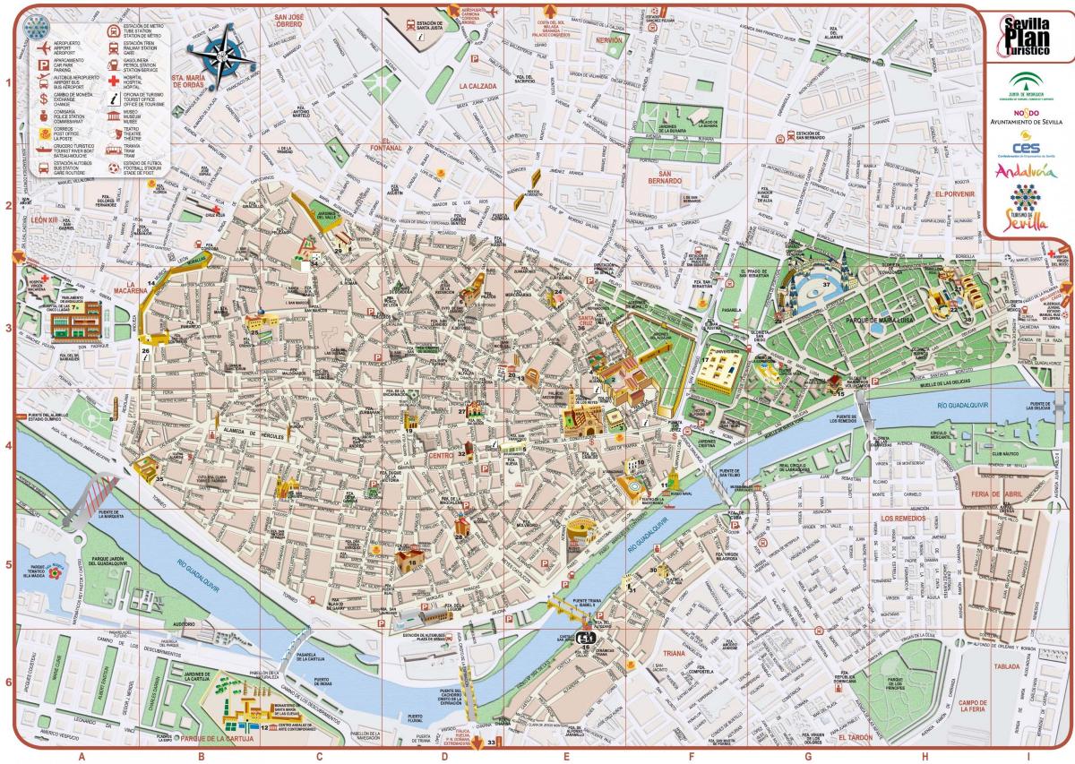 mapa de la ciudad de Sevilla, españa