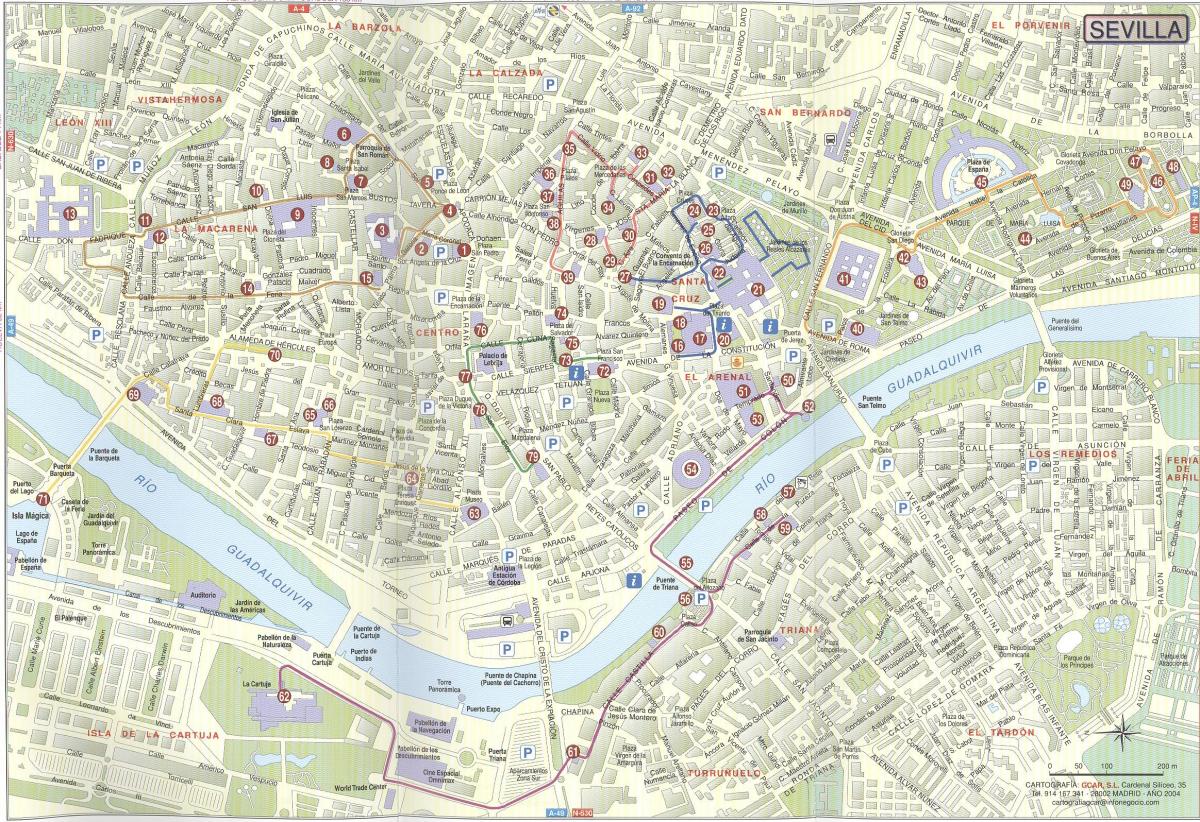 mapa de calle de Sevilla, españa