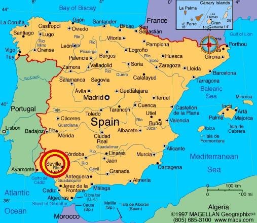 Sevilla, españa mapa