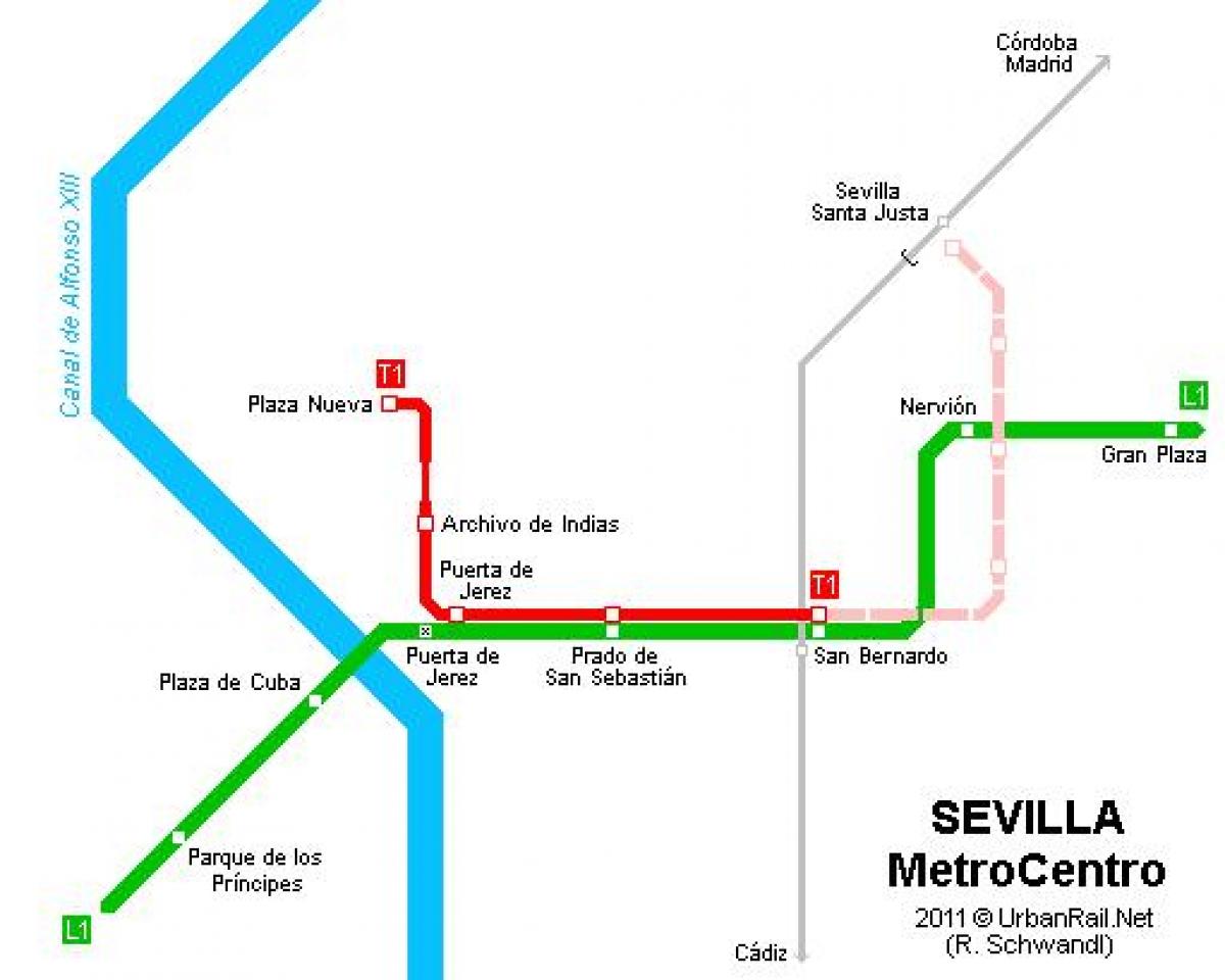 mapa de Sevilla tranvía