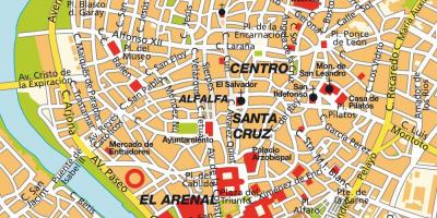Mapa de Sevilla, españa centro de la ciudad