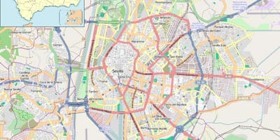 Mapa de los barrios de Sevilla, españa