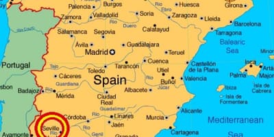Ciudad de Sevilla, españa mapa