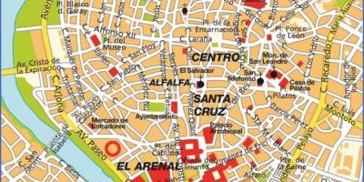 Sevilla, españa mapa de las atracciones turísticas